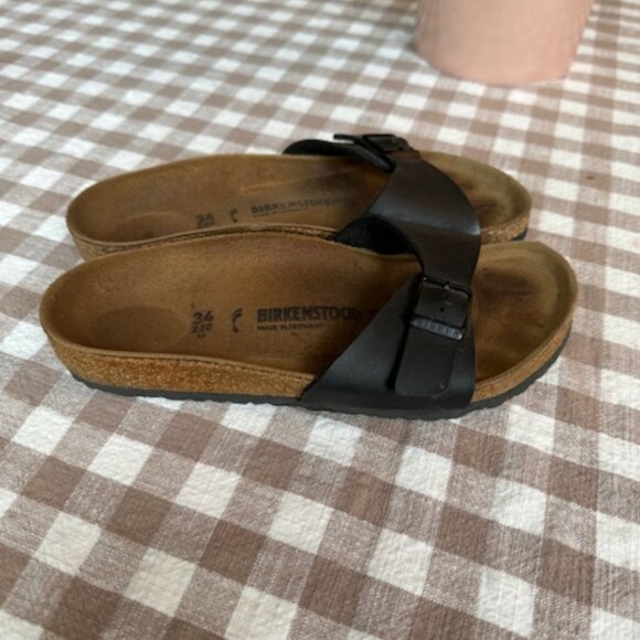 Birkenstock Black Leather Madrid Sandal with Birko-Flor size 34 lightly worn - Picture 6 of 6